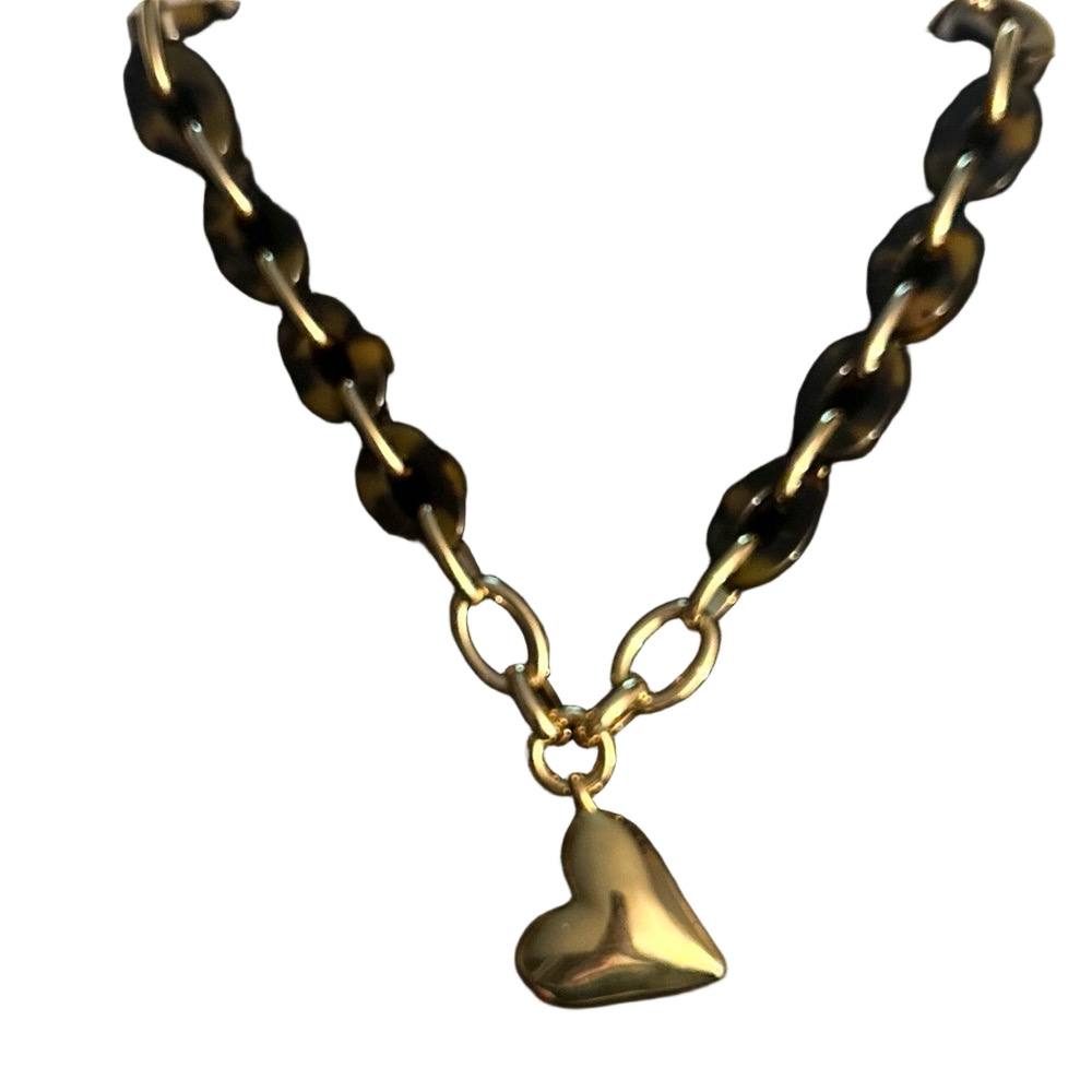 Ann Taylor Gold-Tone Heart Charm Link Necklace